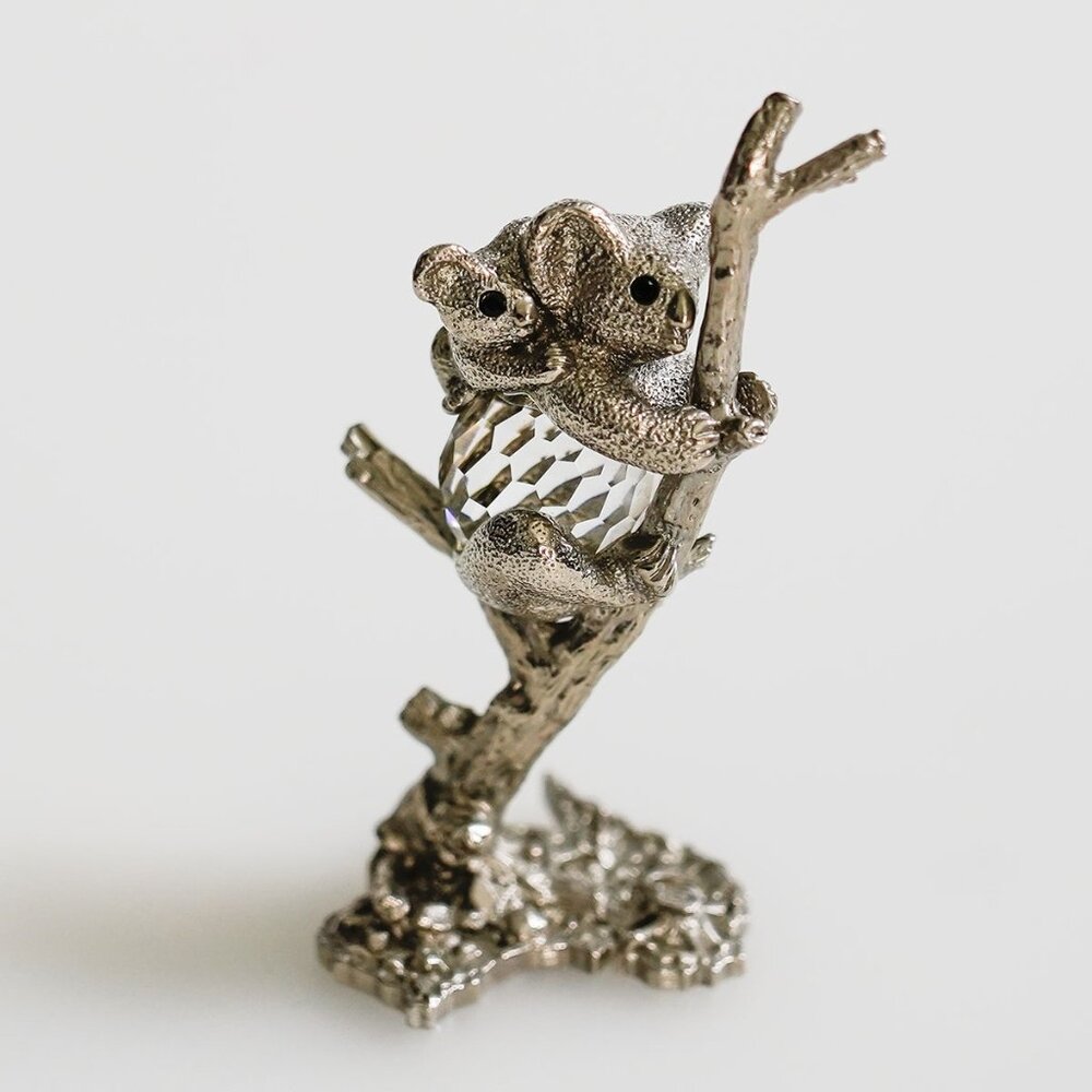 Vintage, Rare Find Pewter/Crystal Koala Bears